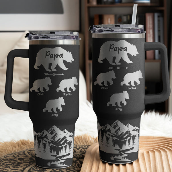 Father's Day Gifts, Papa Bear Gift For Grandpa, Daddy - Personalized 40oz Tumbler