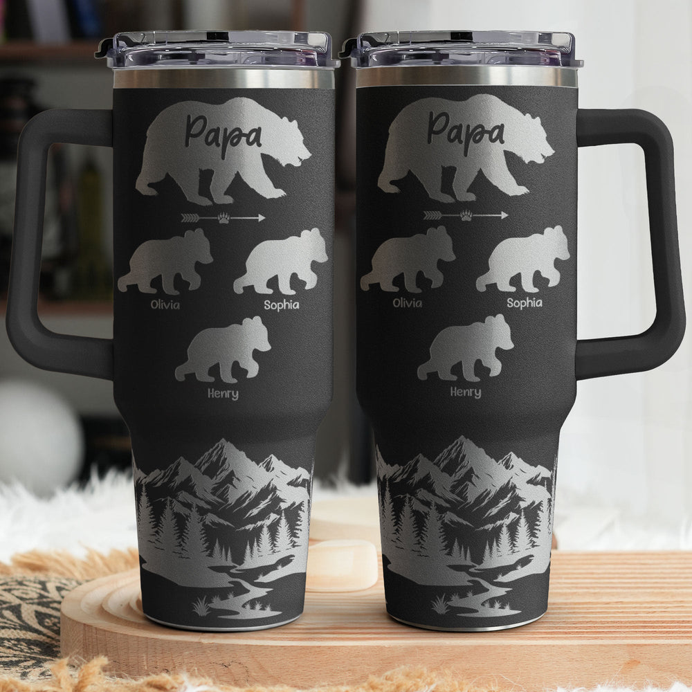 Father's Day Gifts, Papa Bear Gift For Grandpa, Daddy - Personalized 40oz Tumbler