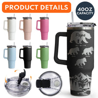 Father's Day Gifts, Papa Bear Gift For Grandpa, Daddy - Personalized 40oz Tumbler