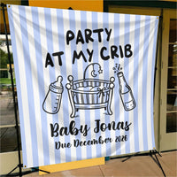 Personalized Party At My Crib Baby Shower Backdrop – Custom Name Photo Background Banner