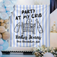 Personalized Party At My Crib Baby Shower Backdrop – Custom Name Photo Background Banner