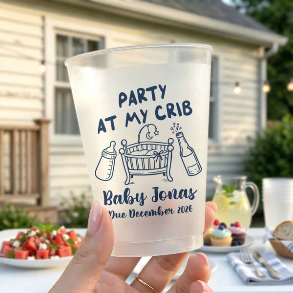 Party At My Crib Baby Shower – Personalized Frosted Cups