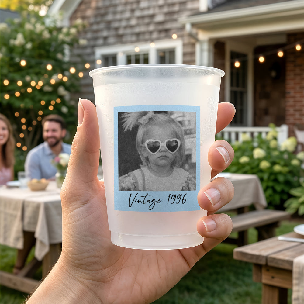 Party Cups Custom Vintage Photo For Birthday Party Favors - Personalized Cups