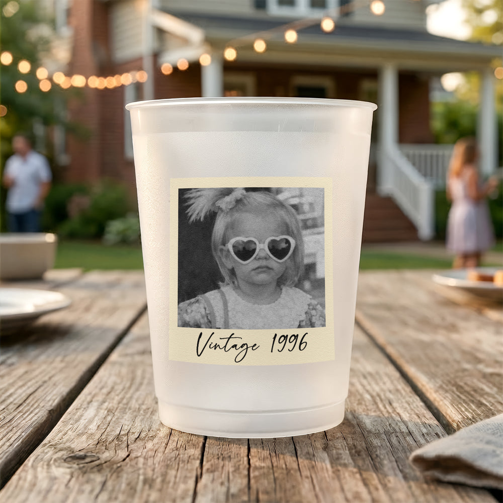 Party Cups Custom Vintage Photo For Birthday Party Favors - Personalized Cups