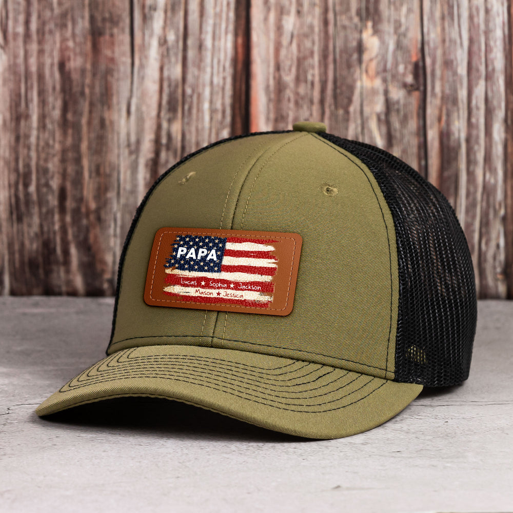 Patriotic American Flag Gift For Him Grandpa Dad - Personalized Cap