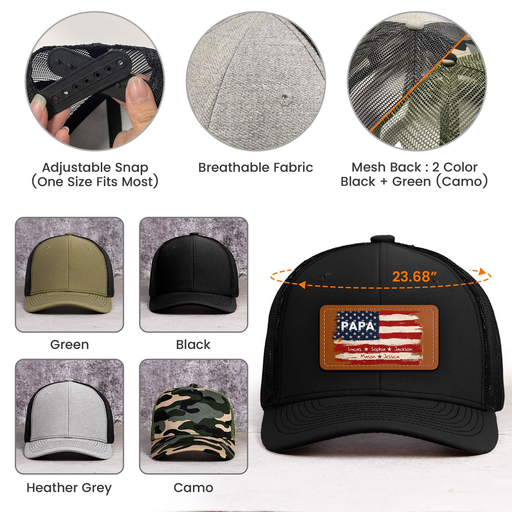 Patriotic American Flag Gift For Him Grandpa Dad - Personalized Cap