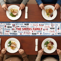 Patriotic Family Repeating Names USA 250th Anniversary - Personalized Table Runner