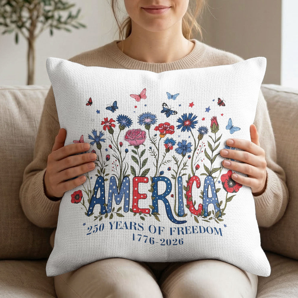 Patriotic Floral 250th Anniversary - Personalized Pillow Cover
