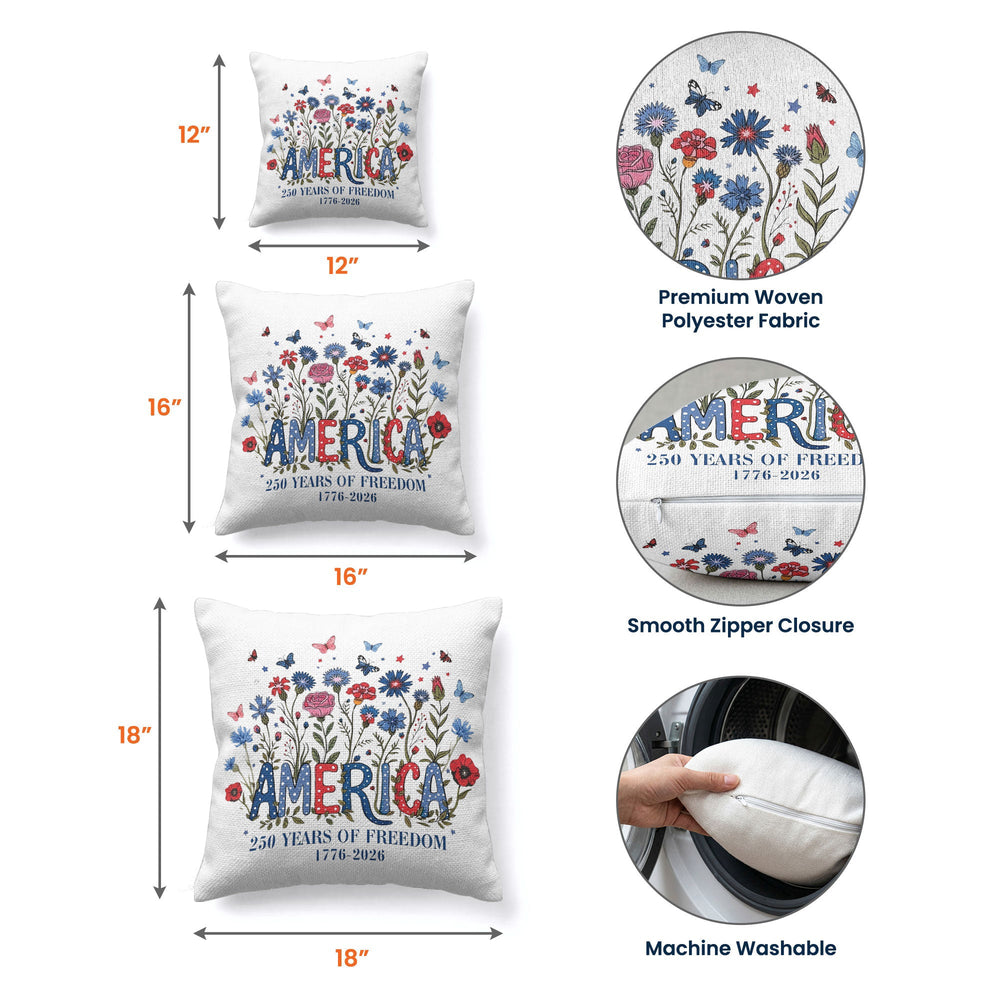Patriotic Floral 250th Anniversary - Personalized Pillow Cover