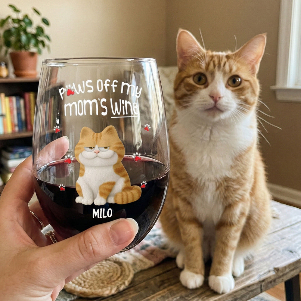 Paws Off My Mom's Wine - Personalized Wine Glass