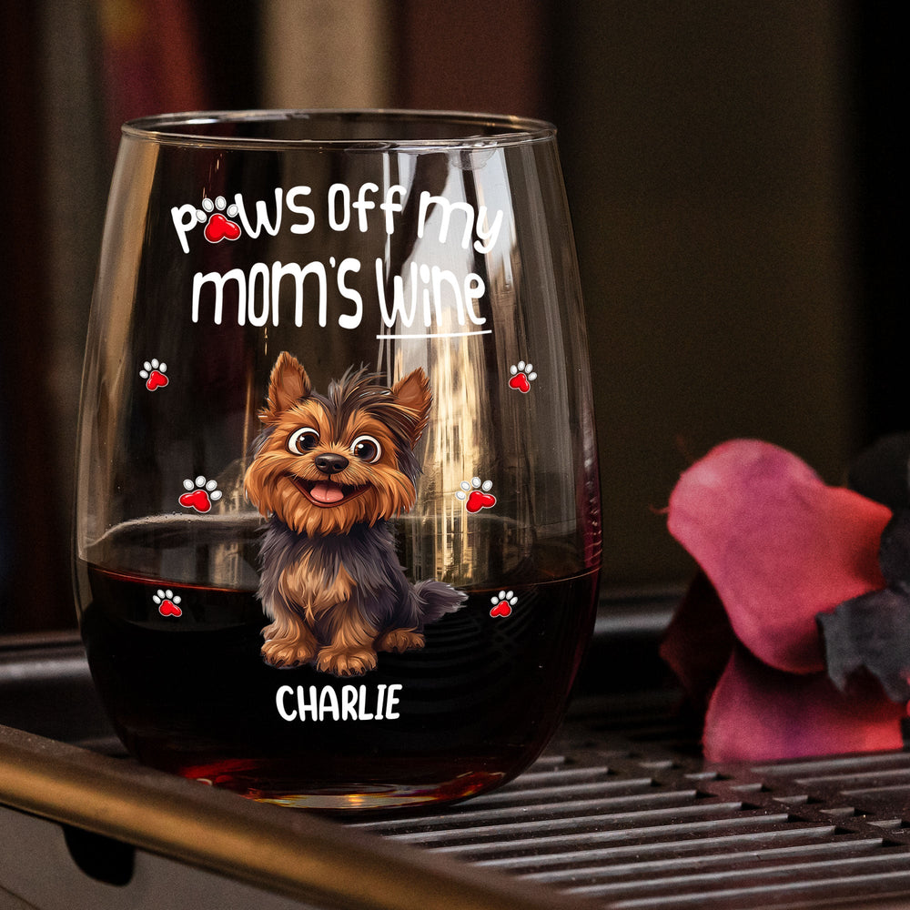 Paws Off My Mom's Wine - Personalized Wine Glass
