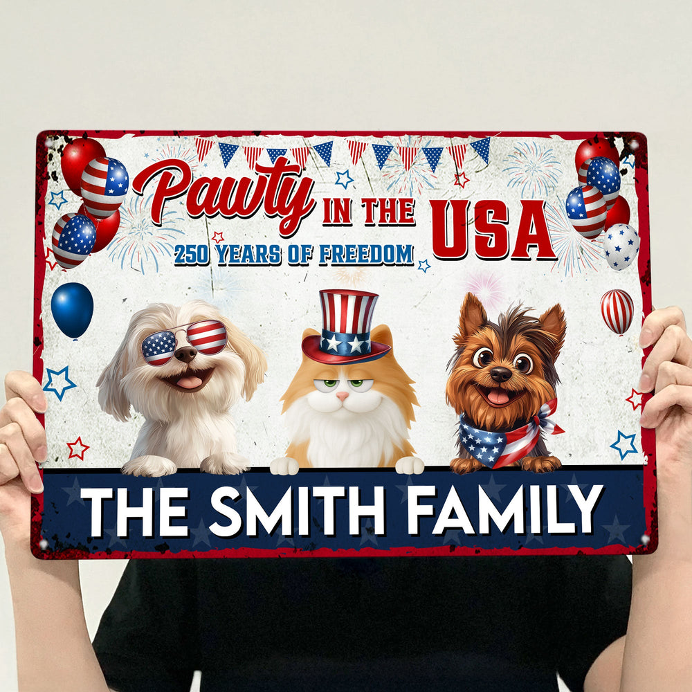 Pawty In The Usa - Personalized Metal Sign
