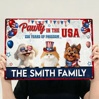 Pawty In The Usa - Personalized Metal Sign