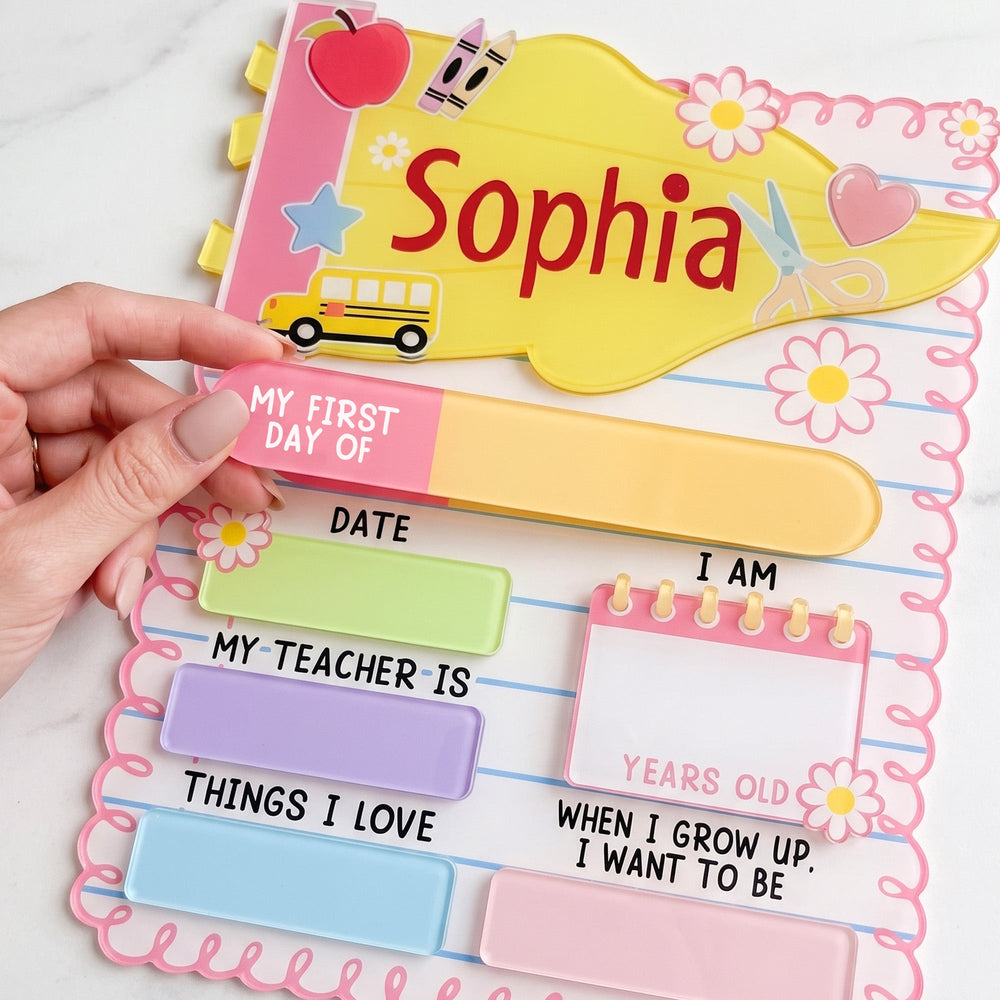 Back To School Schoolbus - Personalized First And Last Day School Sign