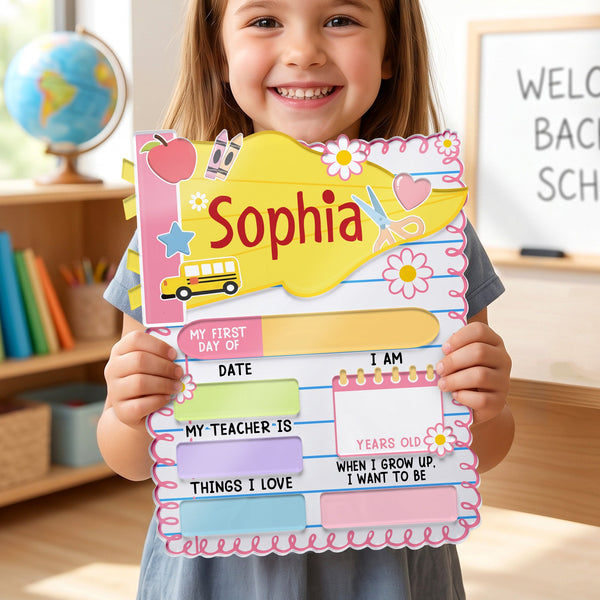 Back To School Schoolbus - Personalized First And Last Day School Sign