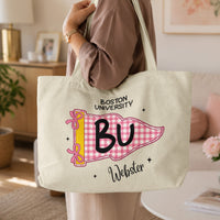 Pennant Flag Custom School Name - Personalized Tote Bag | Cute Back To School Gift For Students