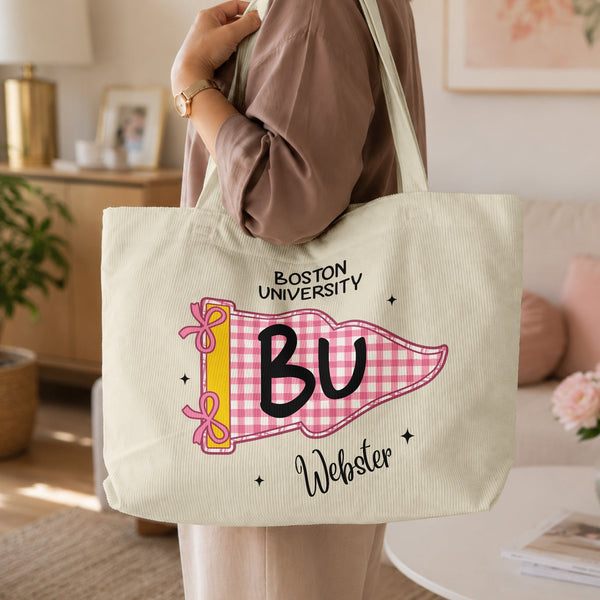 Pennant Flag Custom School Name - Personalized Tote Bag | Cute Back To School Gift For Students