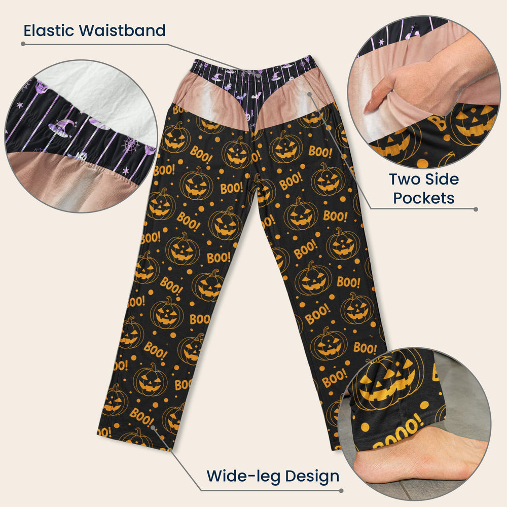 Custom Funny Fake Underwear Men Pajama Pants, Gag Gift Halloween Lounge Bottoms