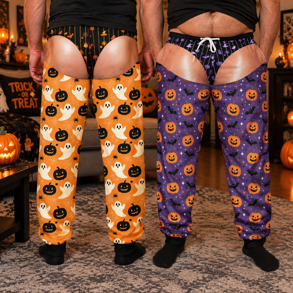 Funny Fake Underwear Men Pajama Pants, Personalized Halloween Gag Gift Sweatpants