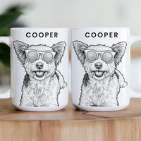 Pet Portrait Sketch Line Art For Him For Her - Personalized Mug | Custom Pet Lover Gift