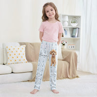 Pet Portrait Watecolor Striped Pattern - Personalized Lounge Pants