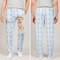 Pet Portrait Watecolor Striped Pattern - Personalized Lounge Pants