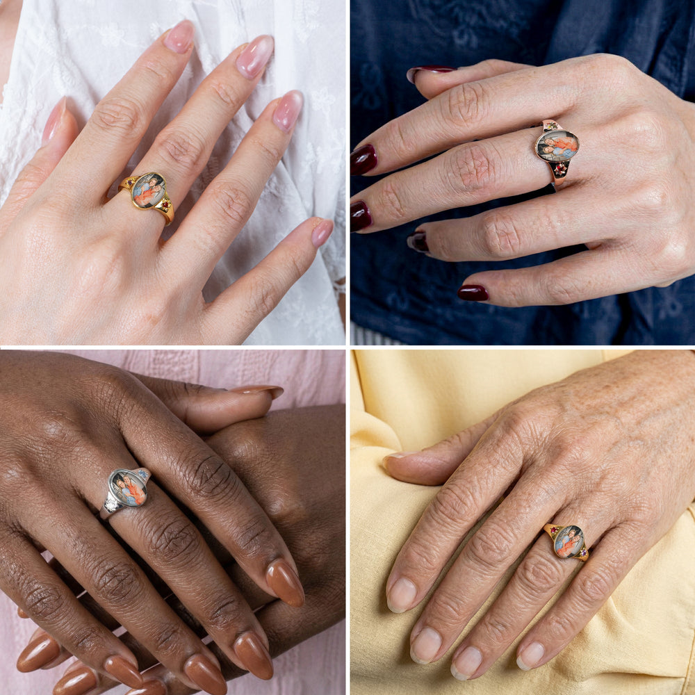 Photo Ring With 2 Birthstones Mother's Day Gift For Mom - Personalized Ring