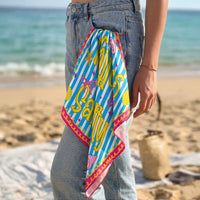 Preppy Neon Summer Retro Beach Life For Besties Trip, Vacation - Personalized Scarf
