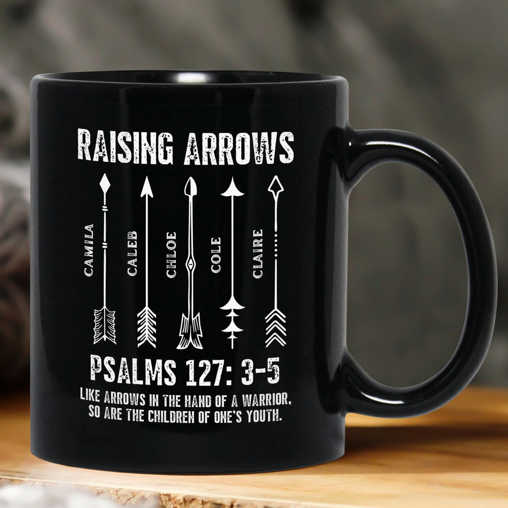 Raising Arrows Christian Dad With Kids' Names - Personalized Mug