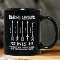 Raising Arrows Christian Dad With Kids' Names - Personalized Mug