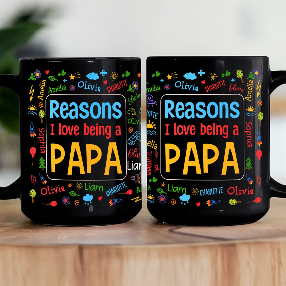 Reasons I Love Being A Papa Name Pattern - Personalized Mug