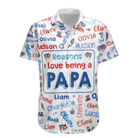 Reasons I Love Being A Papa USA 250 Patriotic Kid Names - Personalized Hawaiian Shirt