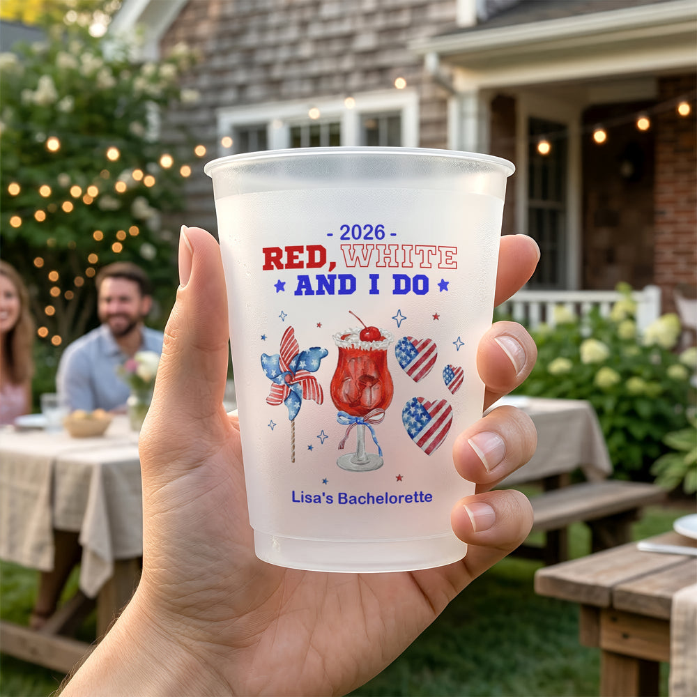 Red White And I Do Bachelorette Party Cups - Personalized Cups