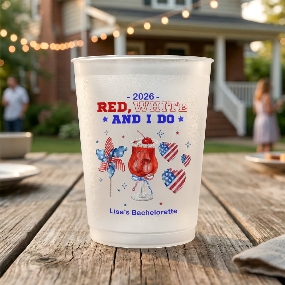 Red White And I Do Bachelorette Party Cups - Personalized Cups