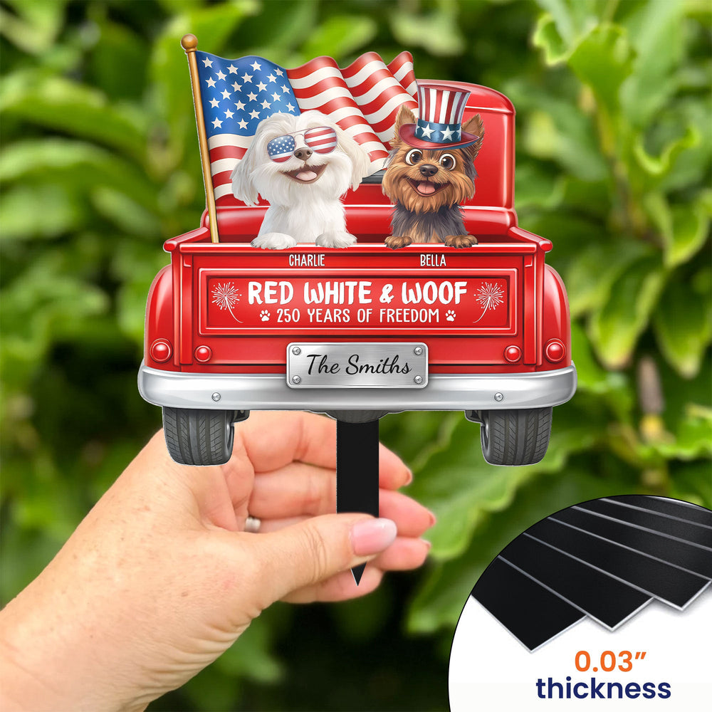 Red White Woof 250 Years Of Freedom - Personalized Metal Garden Stake