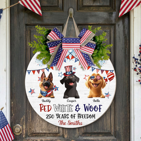 Red White & Woof 250 Years Of Freedom - Personalized Wood Sign