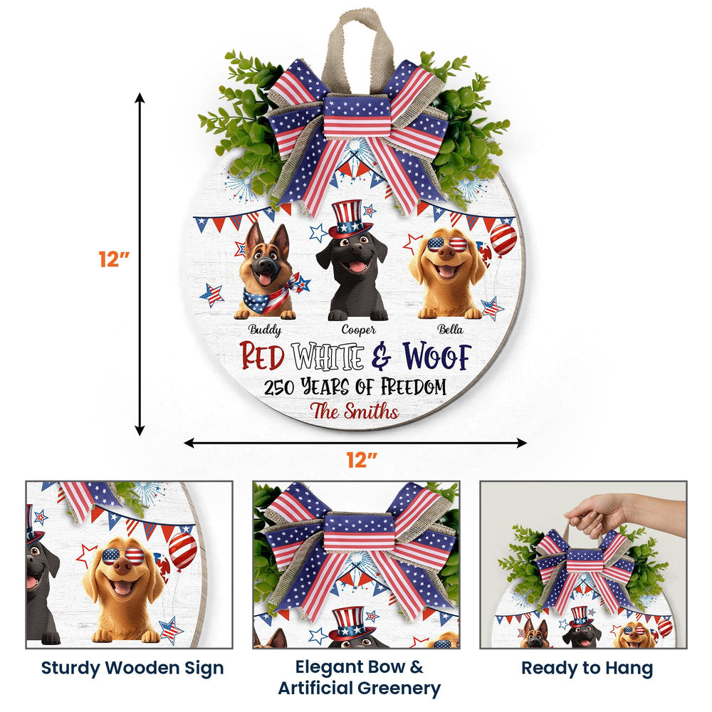 Red White & Woof 250 Years Of Freedom - Personalized Wood Sign