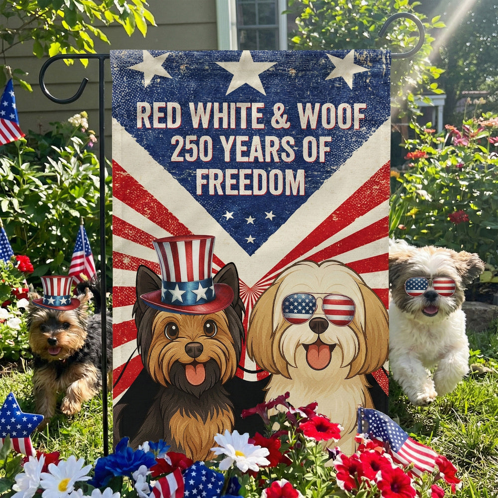 Red White & Woof 250 Years Of Freedom - Vintage Version - Personalized Flag
