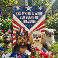 Red White & Woof 250 Years Of Freedom - Vintage Version - Personalized Flag