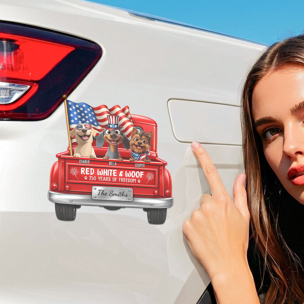 Red White & Woof - Personalized Bumper Sticker