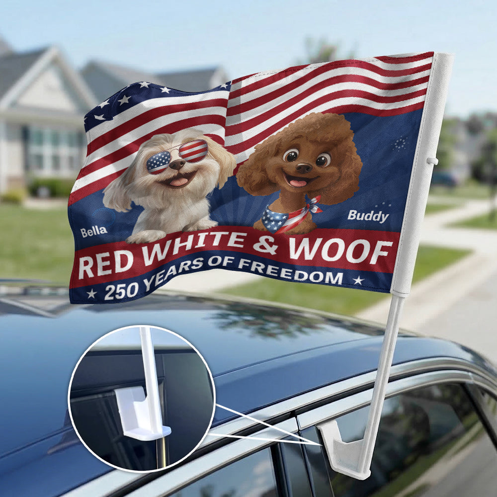 Red White & Woof - Personalized Car Flag