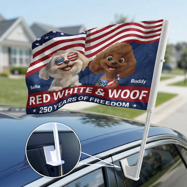 Red White & Woof - Personalized Car Flag