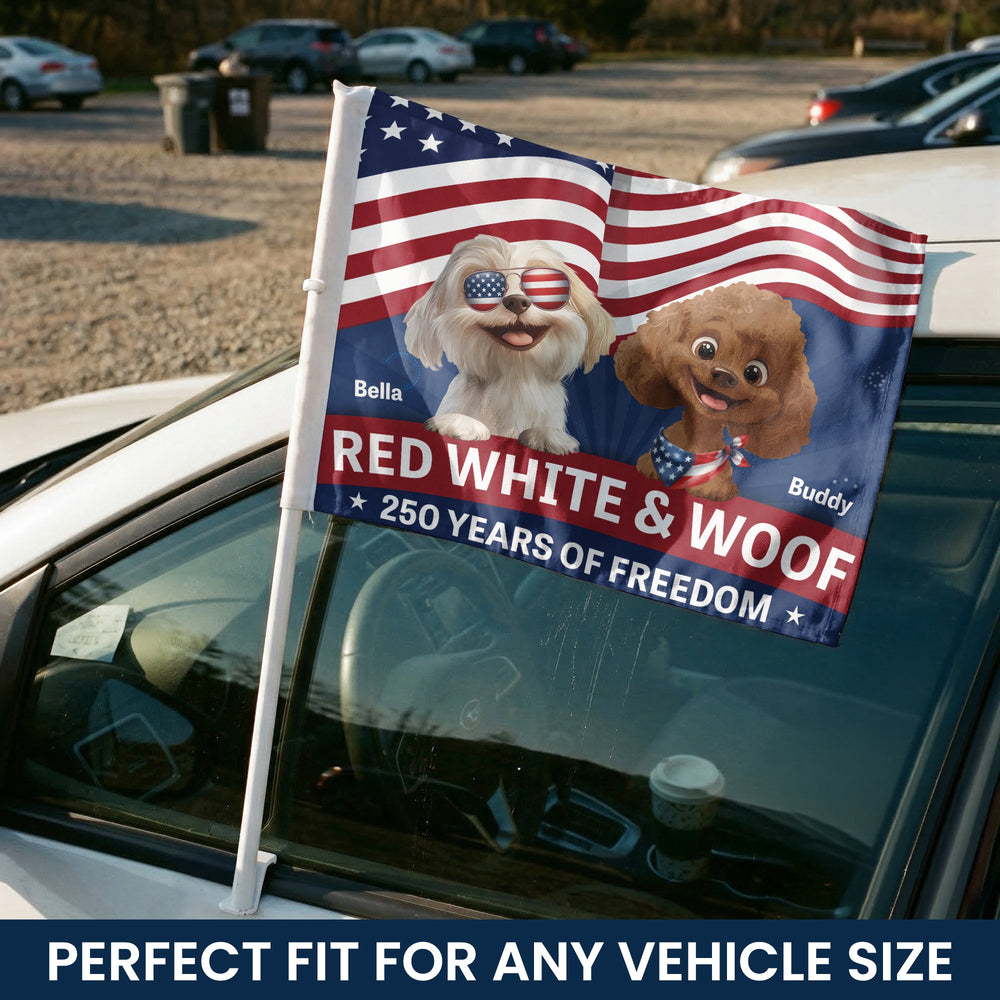 Red White & Woof - Personalized Car Flag