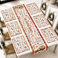 Custom Family Name Autumn Leaves & Pumpkin Table Runner Set