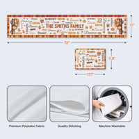 Custom Family Name Autumn Leaves & Pumpkin Table Runner Set