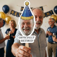 Retirement Fan Sign For Party With Face Officially Retired Congratulations - Personalized Fan