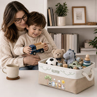 Safari Jungle Animals Custom Kid's Name - Personalized Storage Basket