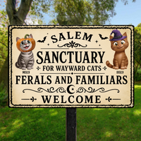 Personalized Salem Sanctuary Cat Metal Sign - Custom Halloween Wall Decor for Cat Lovers