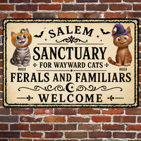 Personalized Salem Sanctuary Cat Metal Sign - Custom Halloween Wall Decor for Cat Lovers