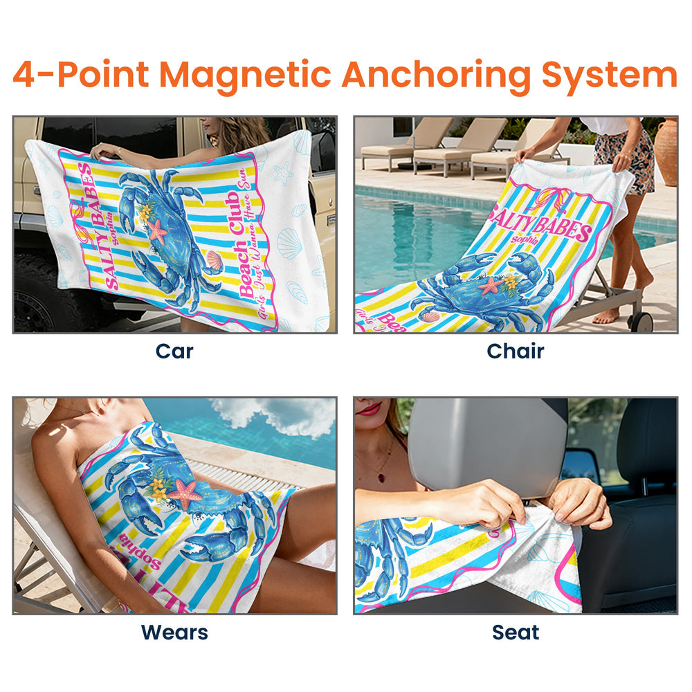 Salty Babes Beach Club - Personalized Beach Towel